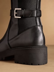 Russell & Bromley Black Kickstart Tall Chelsea Cleated Knee High Boots - Image 6 of 7
