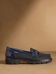 Russell & Bromley Navy Westminster Snaffle Lug Sole Loafers - Image 2 of 7