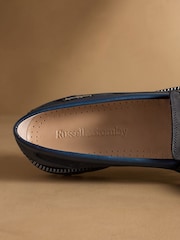 Russell & Bromley Navy Westminster Snaffle Lug Sole Loafers - Image 5 of 7