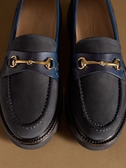 Russell & Bromley Navy Westminster Snaffle Lug Sole Loafers - Image 7 of 7