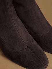 Russell & Bromley Brown Harrington Short Block Heel Sock Boots - Image 4 of 7