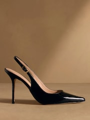 Russell & Bromley Black Patent Everleigh Slingback Stiletto Courts - Image 2 of 7