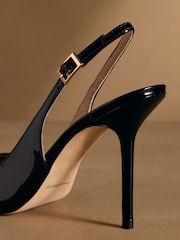Russell & Bromley Black Patent Everleigh Slingback Stiletto Courts - Image 6 of 7