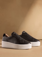ブラック / ホワイト - Russell & Bromley Park Up レースレス フラットフォーム スニーカー - 画像 1 / 7
