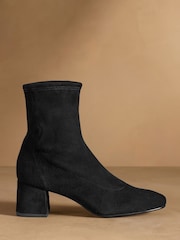 Russell & Bromley Black Harrington Short Block Heel Sock Boots - Image 2 of 7