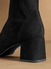 Russell & Bromley Black Harrington Short Block Heel Sock Boots - Image 6 of 7