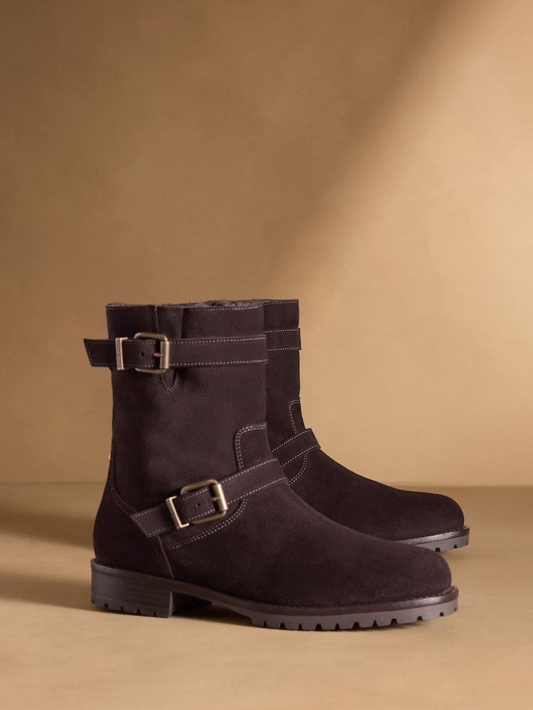 Russell & Bromley Glory Faux Fur Lined Biker Boots - 圖片 1，共 8