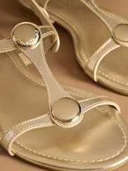 Russell & Bromley Gold Lauren Disc Trim Sandals - Image 4 of 7