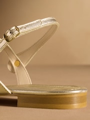 Russell & Bromley Gold Lauren Disc Trim Sandals - Image 6 of 7