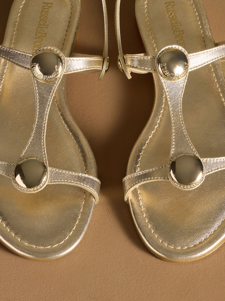 Russell & Bromley Gold Lauren Disc Trim Sandals - Image 7 of 7 Russell & Bromley Gold Lauren Disc Trim Sandals - Image 7 of 7