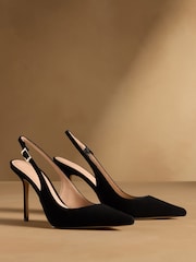 Russell & Bromley Black Suede Everleigh Slingback Stiletto Courts - Image 1 of 7