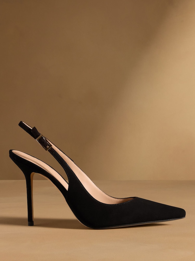 Russell & Bromley Black Suede Everleigh Slingback Stiletto Courts - Image 2 of 7