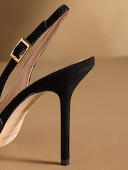 Russell & Bromley Black Suede Everleigh Slingback Stiletto Courts - Image 6 of 7