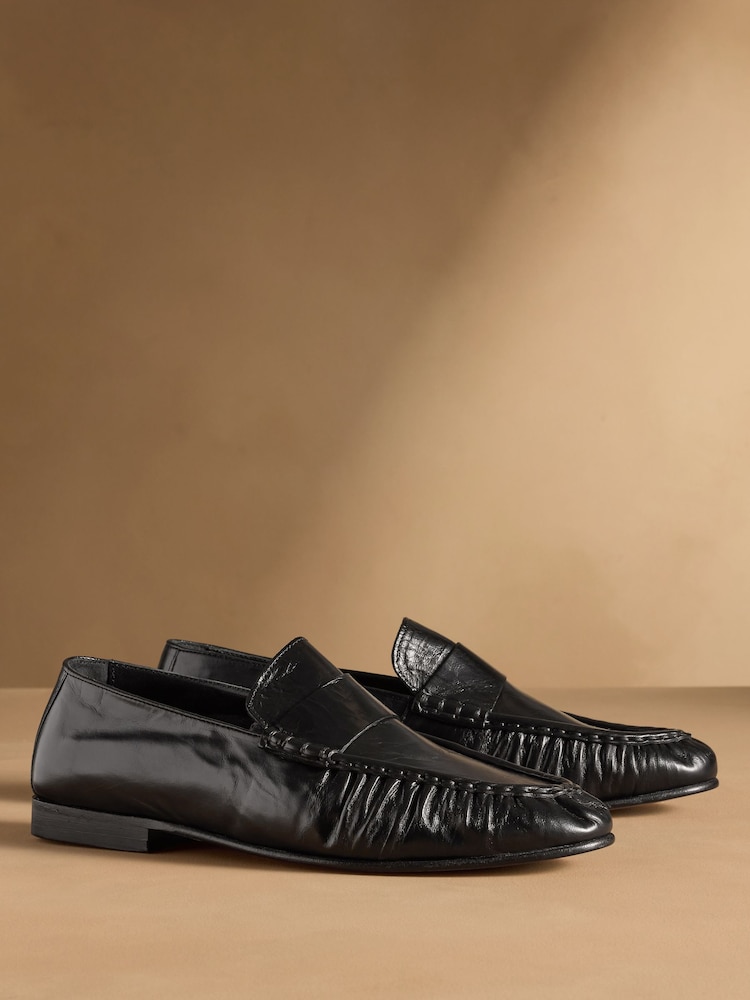 Russell & Bromley Black Apley Moccasin Loafers - Image 1 of 7