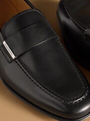Russell & Bromley Black Bellagio Hardware Metal Plate Loafers - Image 4 of 7