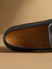 Russell & Bromley Black Bellagio Hardware Metal Plate Loafers - Image 5 of 7