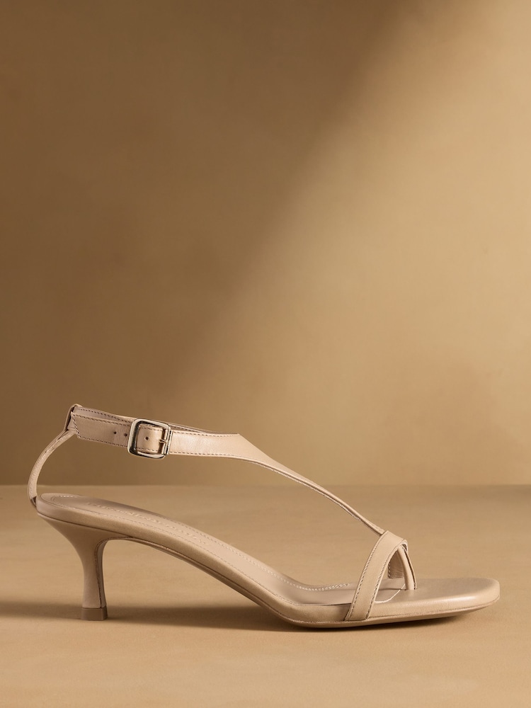 Russell & Bromley Neutral Edgebold T-Bar Heeled Sandals - Image 2 of 7 Russell & Bromley Neutral Edgebold T-Bar Heeled Sandals - Image 2 of 7