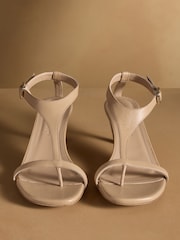 Russell & Bromley Neutral Edgebold T-Bar Heeled Sandals - Image 3 of 7