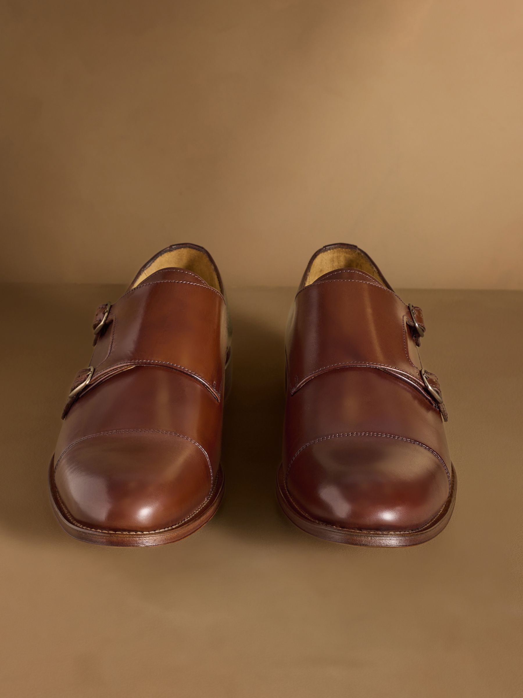 Buy Russell & Bromley Brown Barton Monk Double Buckle Shoes from