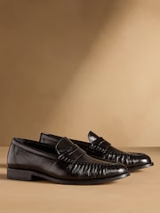 黑色皮革 - Russell & Bromley Maltby Moccasin Loafers - 7的图像1｝