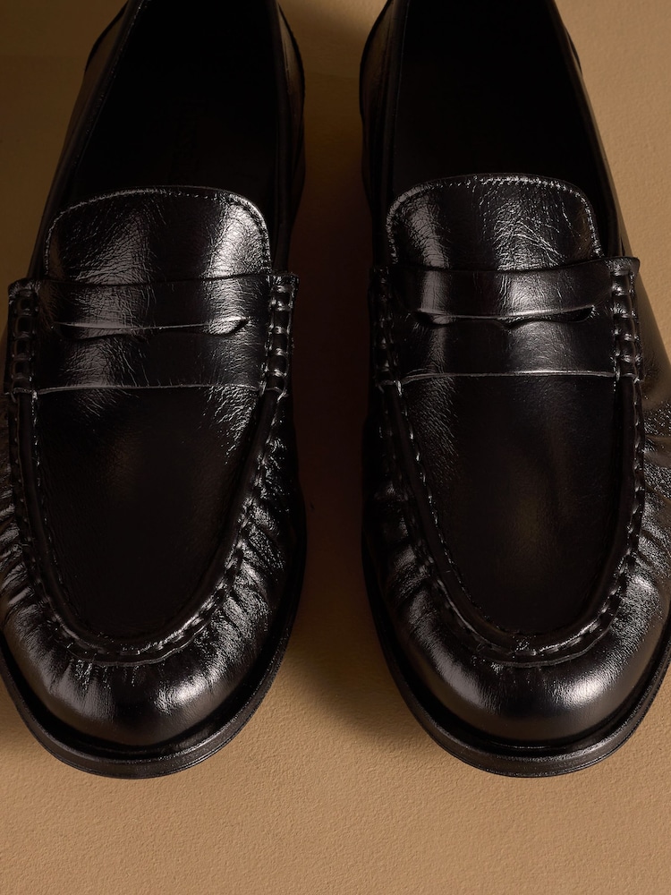 黑色皮革 - Russell & Bromley Maltby Moccasin Loafers - 7的图像7｝