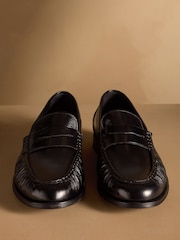 Russell & Bromley Black Leather Maltby Moccasin Loafers - Image 8 of 12