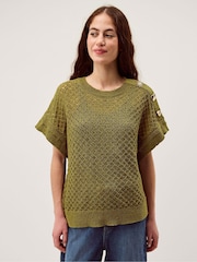 Monsoon Green Bree Button Knit Top - Image 1 of 5
