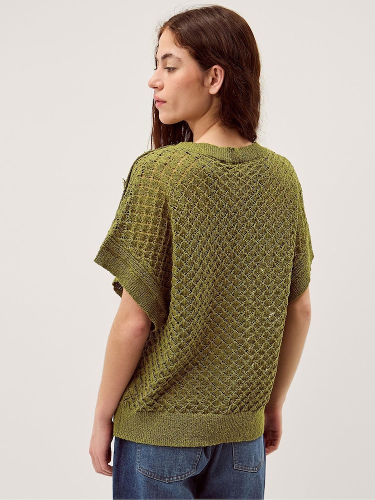 Monsoon Green Bree Button Knit Top - Image 2 of 5