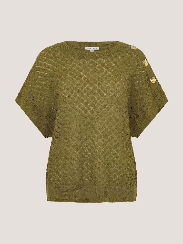 Monsoon Green Bree Button Knit Top - Image 5 of 5