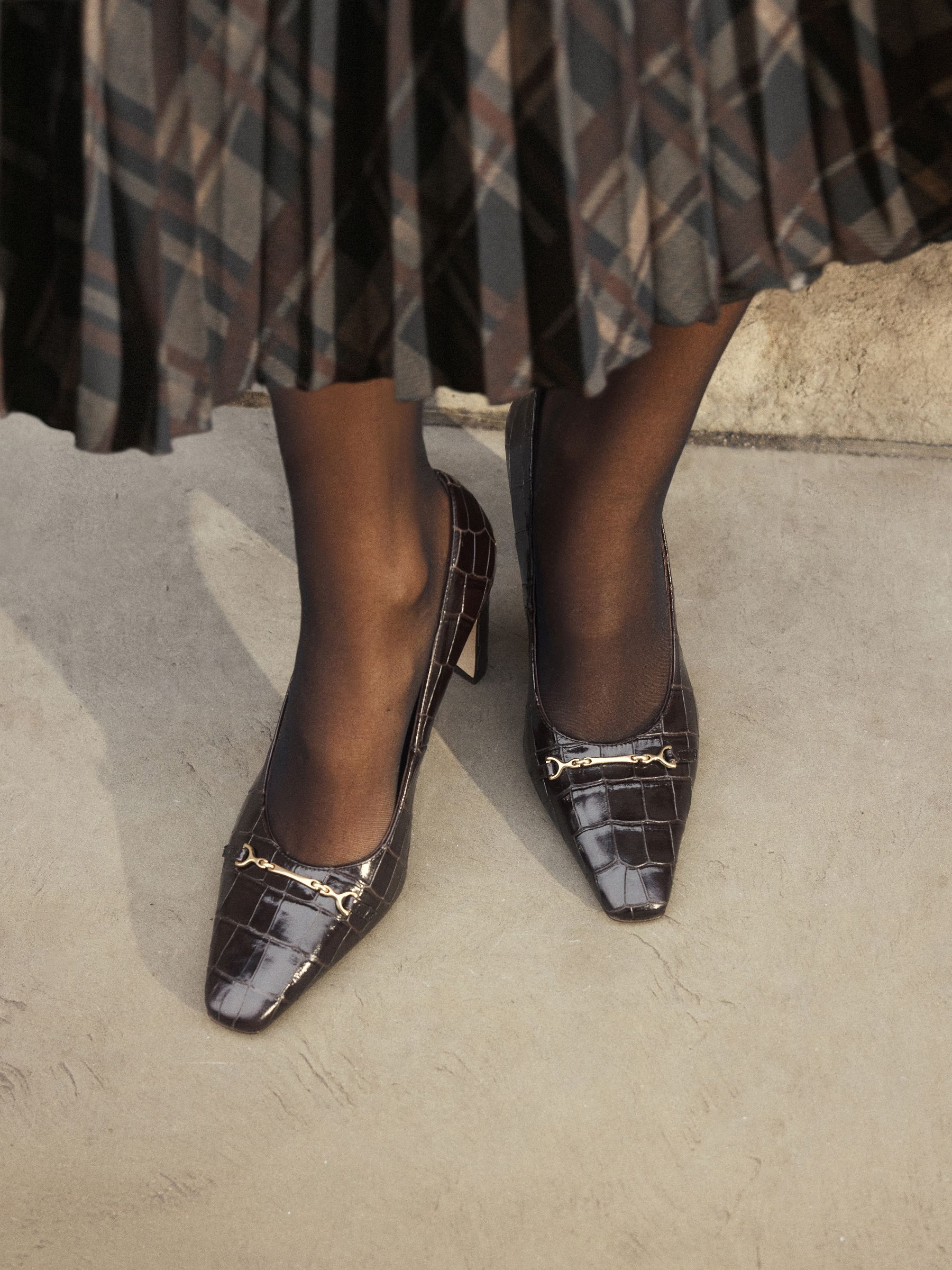 Buy Russell & Bromley Brown Marley Heeled Snaffle Courts from Next USA