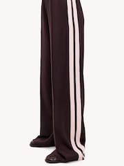 LOAVIES Brown High Waisted Wide Leg Trousers with Striped Sides - Image 4 of 4