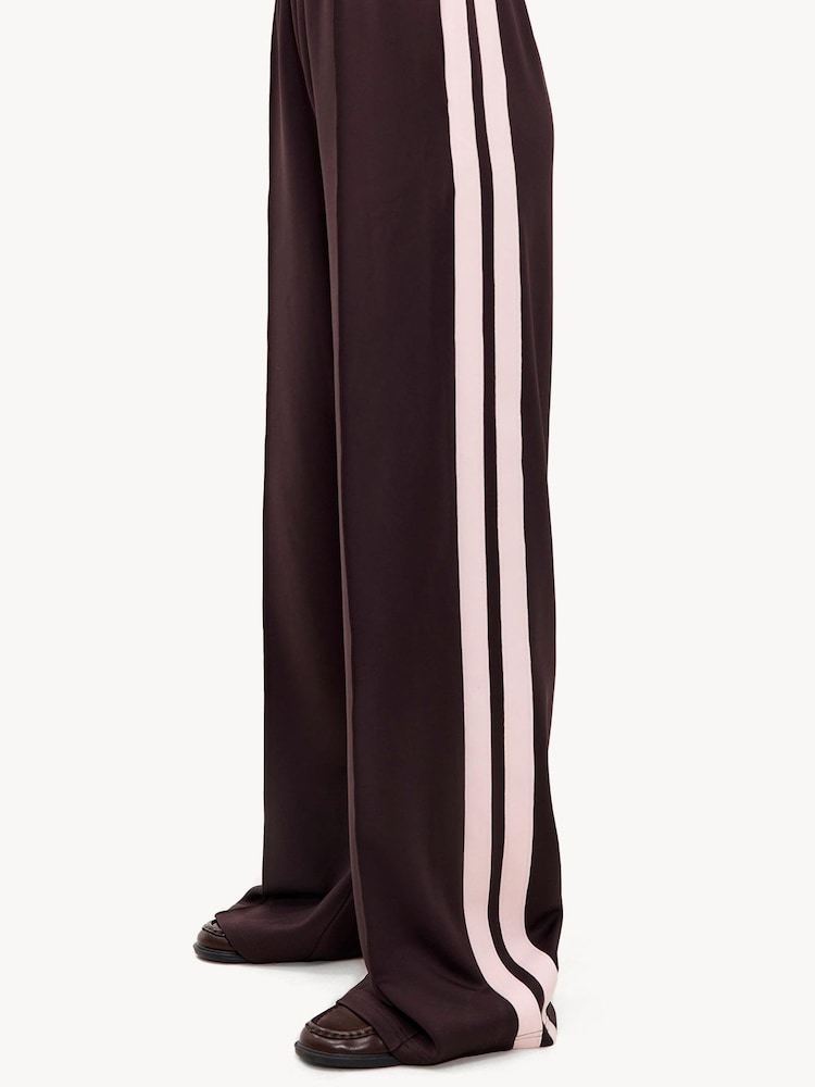 LOAVIES Brown High Waisted Wide Leg Trousers with Striped Sides - Image 4 of 4