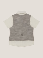 Monsoon Cream Greyson Houndstooth Waistcoat & Shirt Set 3 Piece - Image 2 of 3