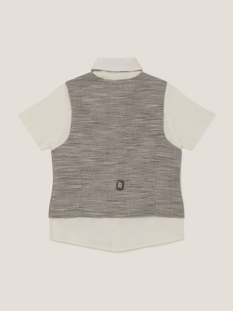 Monsoon Cream Greyson Houndstooth Waistcoat & Shirt Set 3 Piece - Image 2 of 3