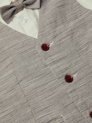 Monsoon Cream Greyson Houndstooth Waistcoat & Shirt Set 3 Piece - Image 3 of 3