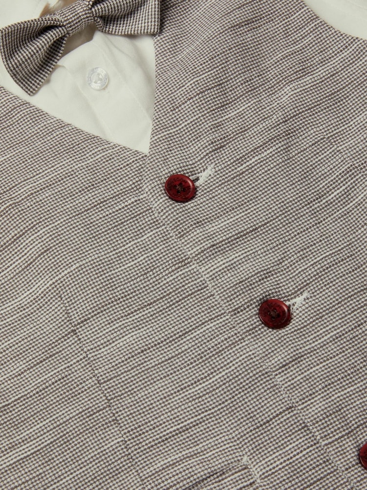 Monsoon Cream Greyson Houndstooth Waistcoat & Shirt Set 3 Piece - Image 3 of 3