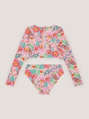 Monsoon Pink Floral Paisley UPF50+ Cropped Rash Vests Set - Image 2 of 3
