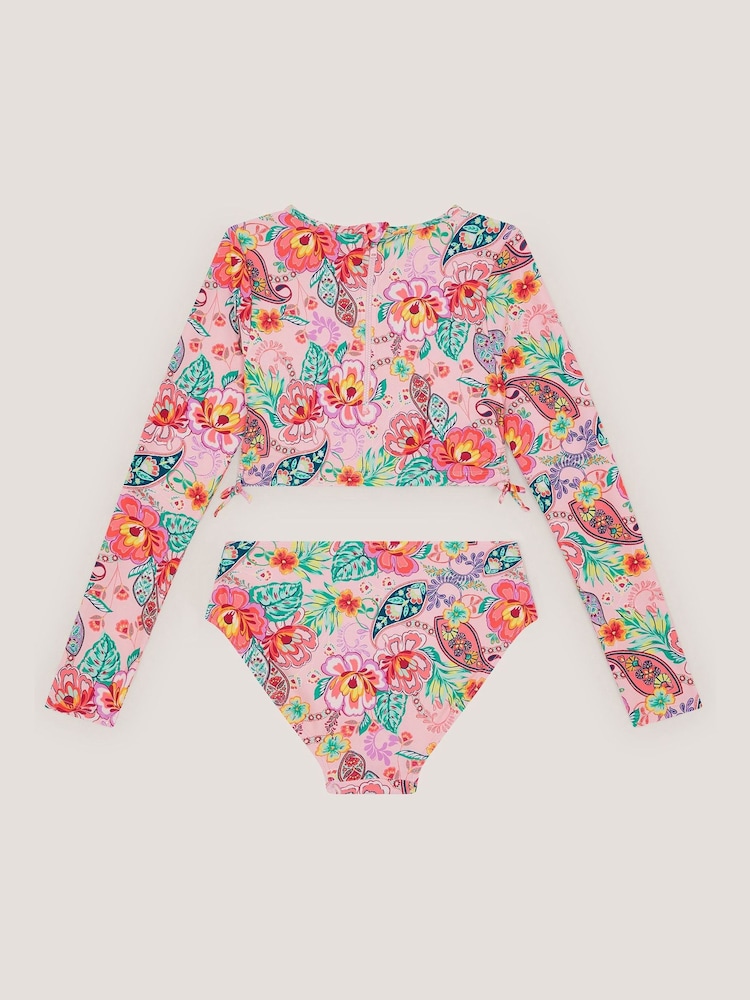 Monsoon Pink Floral Paisley UPF50+ Cropped Rash Vests Set - Image 2 of 3