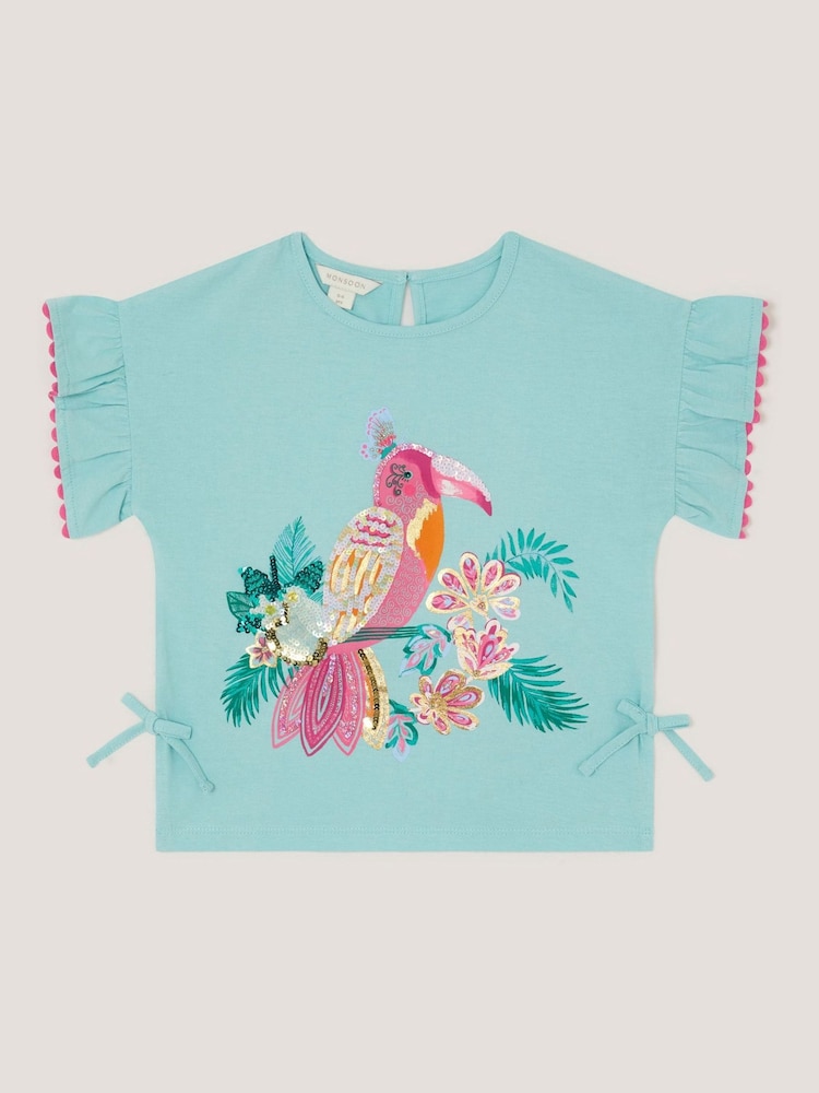 Monsoon Green Tina Tropical Toucan Embellished T-Shirt - Image 1 of 3