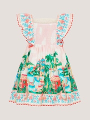 Monsoon Cream Baby Resort Scene Smock Dress - Image 2 of 3