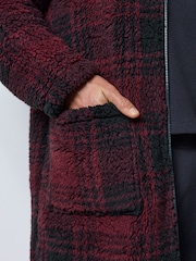 Red Check Zip Up Borg Dressing Gown - Image 4 of 8