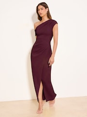 Lipsy Burgundy Red Off The Shoulder Gathered Waist Maxi Dress - Image 1 of 4