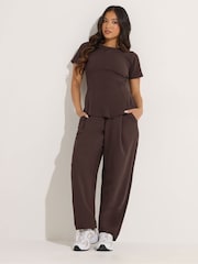 PixieGirl Petite Brown Barrel Trousers - Image 1 of 5