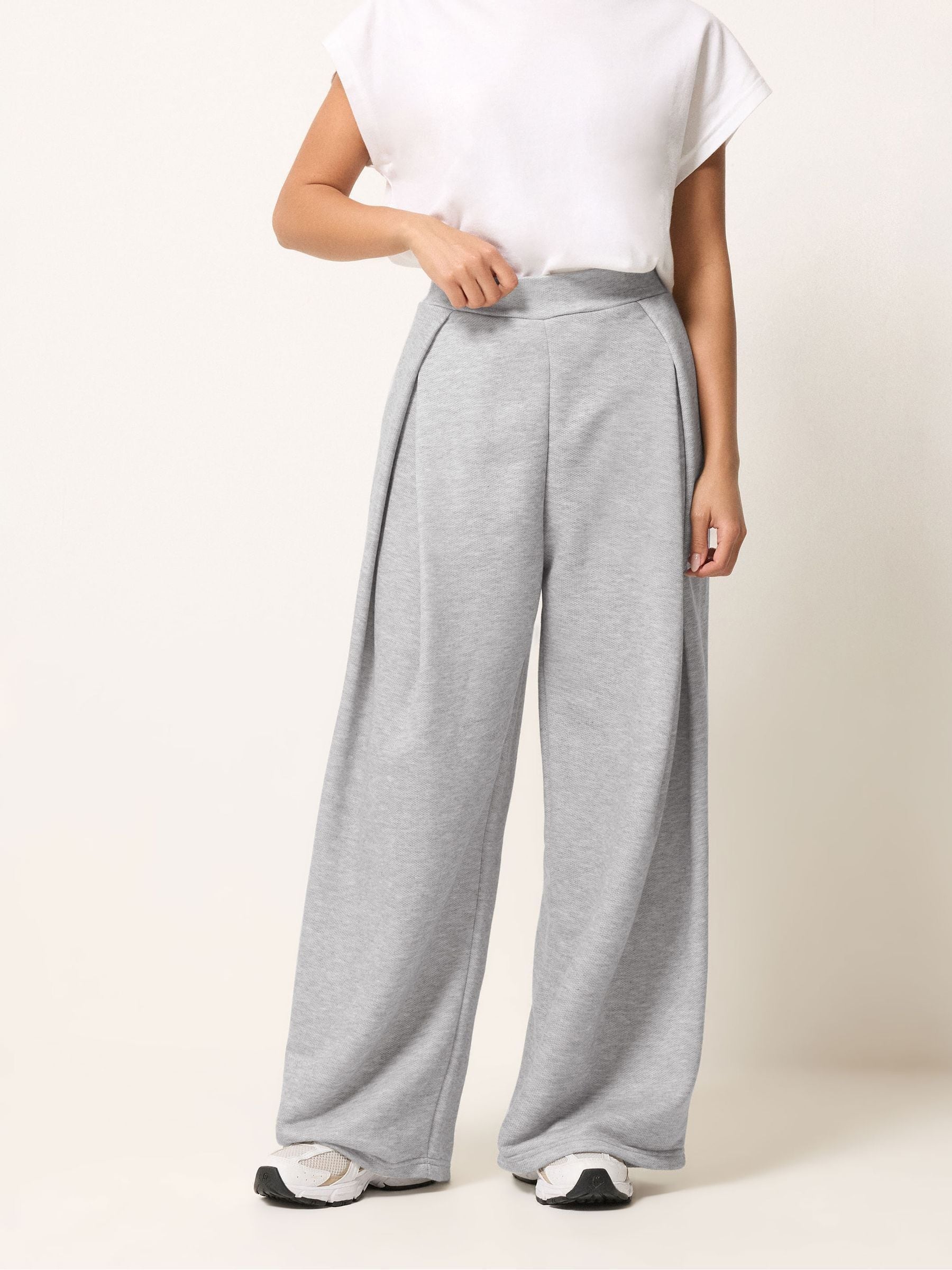 Buy PixieGirl Petite Grey Pleated Wrap Wide Leg Trousers from Next