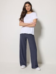 M&Co Blue Petite Pinstripe Wide Leg Trousers - Image 2 of 5