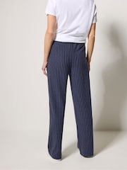 M&Co Blue Petite Pinstripe Wide Leg Trousers - Image 3 of 5