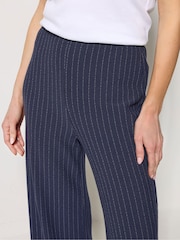 M&Co Blue Petite Pinstripe Wide Leg Trousers - Image 4 of 5