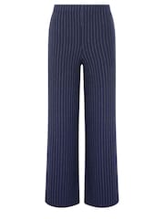 M&Co Blue Petite Pinstripe Wide Leg Trousers - Image 5 of 5