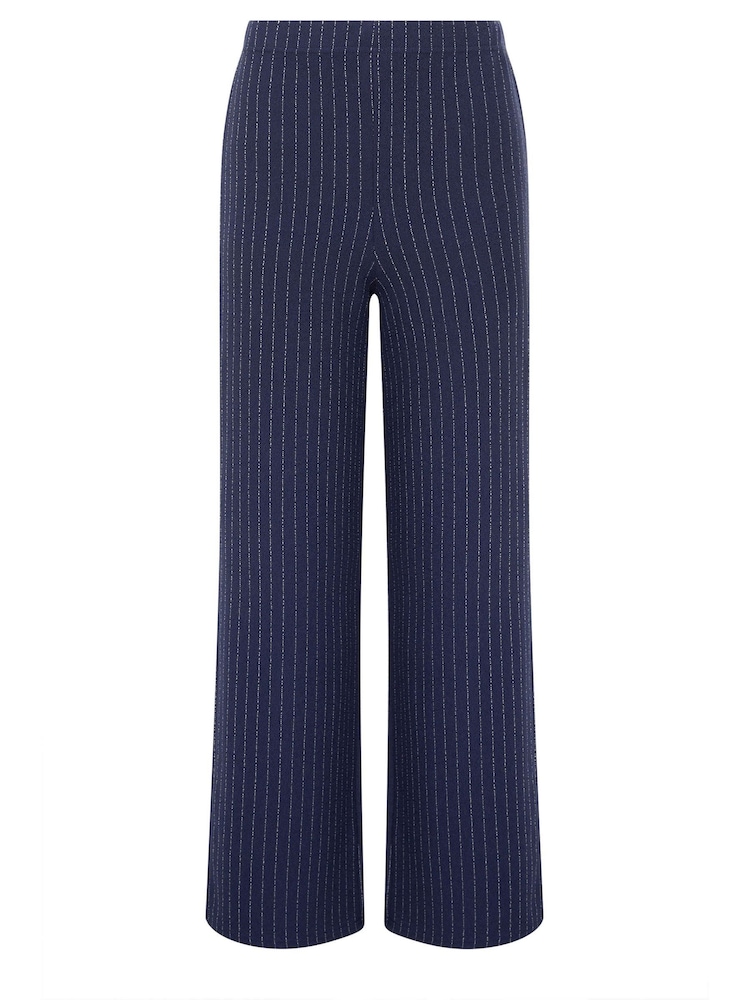 M&Co Blue Petite Pinstripe Wide Leg Trousers - Image 5 of 5