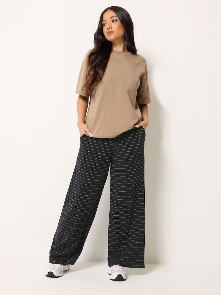 PixieGirl Petite Black Pinstripe Wide Leg Trousers - Image 1 of 5